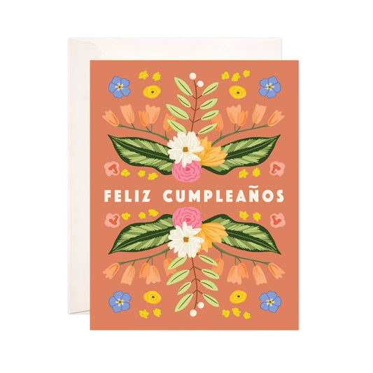 Floral Feliz Greeting Card - Spiral Circle