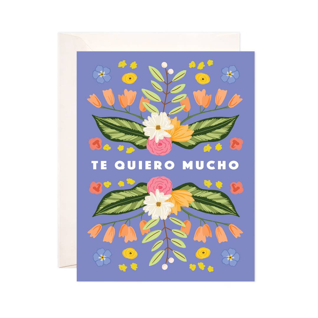 Floral Te Quiero Greeting Card - Spiral Circle