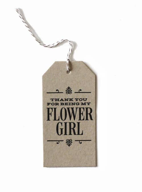 Flower Girl Thanks Tag Letterpress Card - Spiral Circle