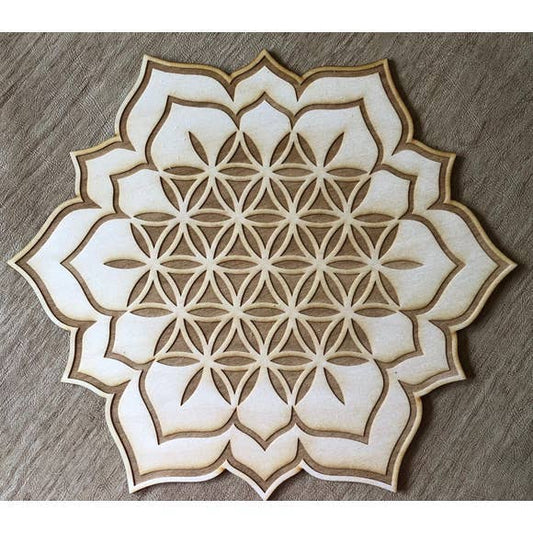 Flower of Life Lotus Crystal Grid | 10" - Spiral Circle
