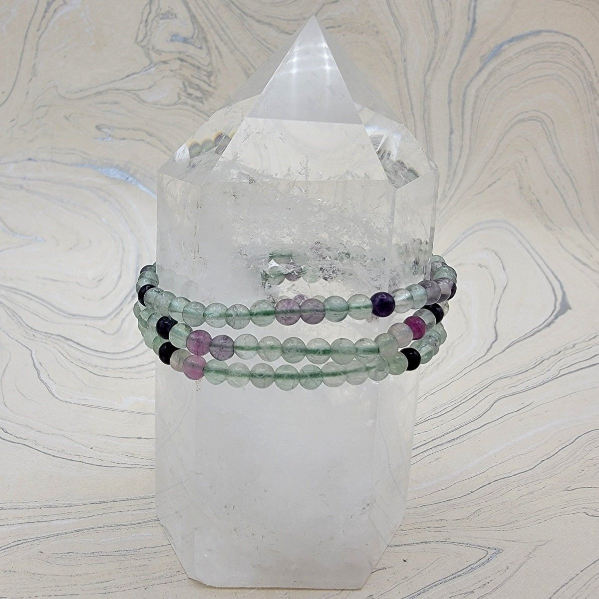 Fluorite | Insight, Inner Peace | Stone Beaded Bracelet | 4mm - Spiral Circle