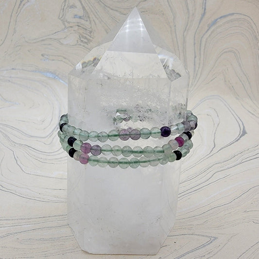Fluorite | Insight, Inner Peace | Stone Beaded Bracelet | 4mm - Spiral Circle