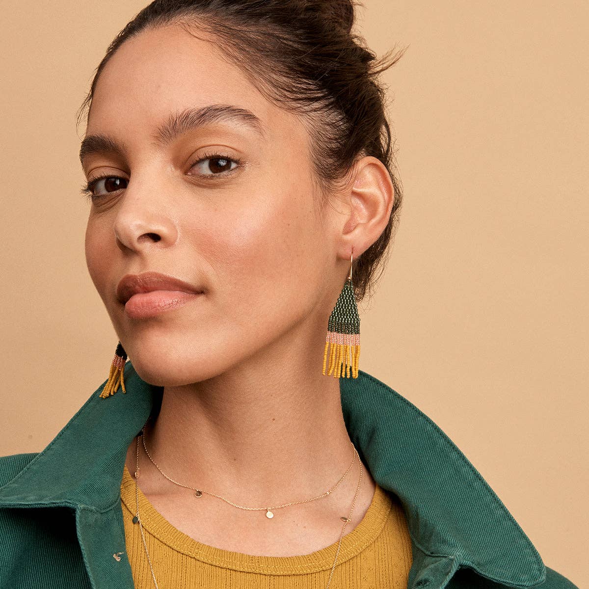 Franjette Earring-Olive - Spiral Circle