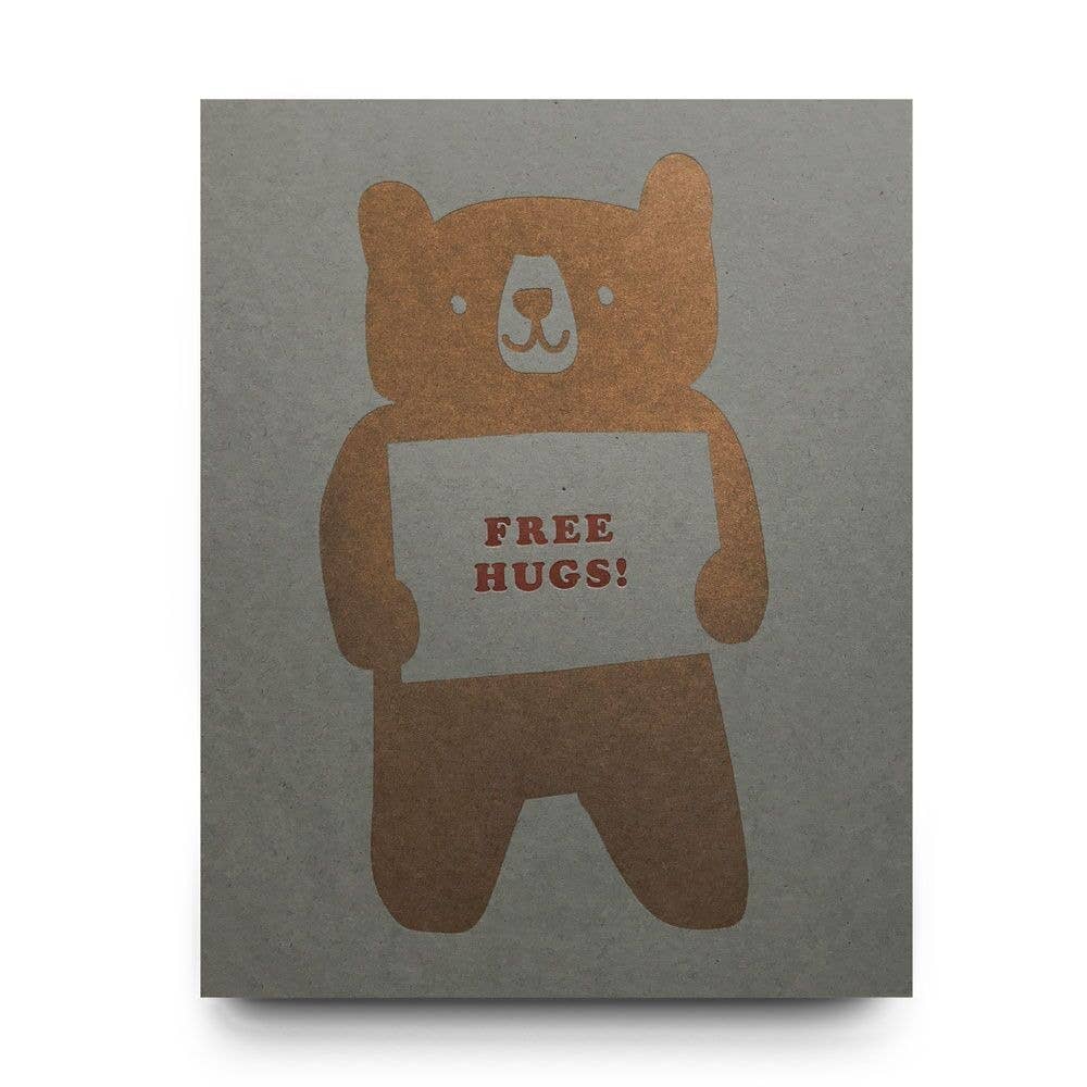 Free Hugs Letterpress Print - Spiral Circle