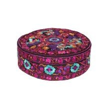 Fuschia Embroidered Meditation Pillow | Small - Spiral Circle