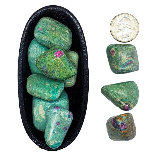 Fuschite, Ruby | Tumbled | Courage, Emotional Balance - Spiral Circle
