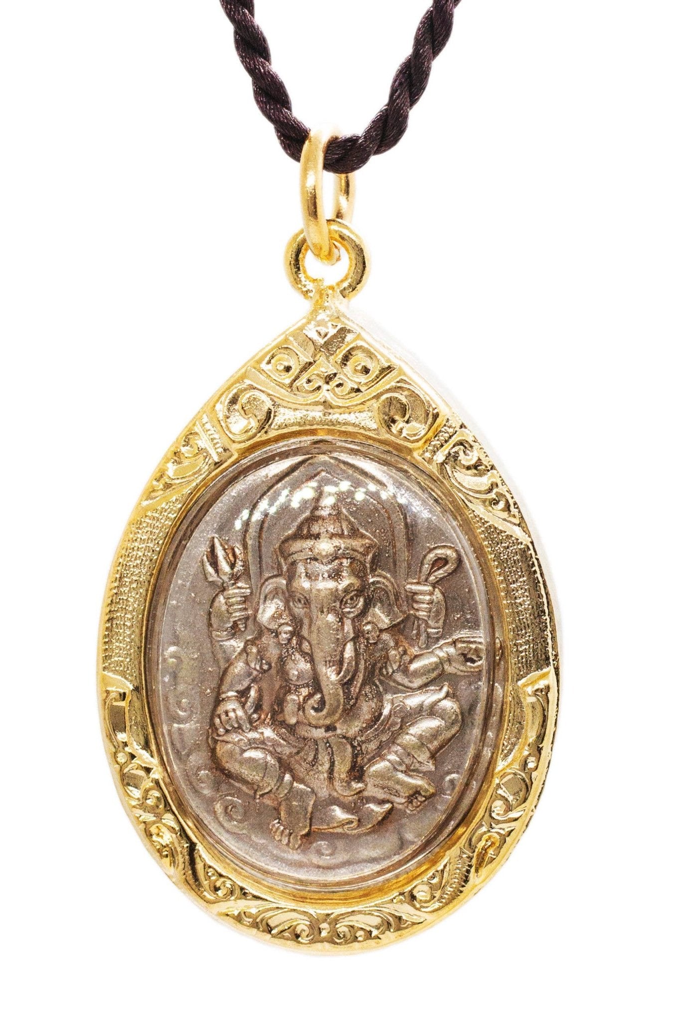 Ganesh | with Om Symbol Necklace - Spiral Circle