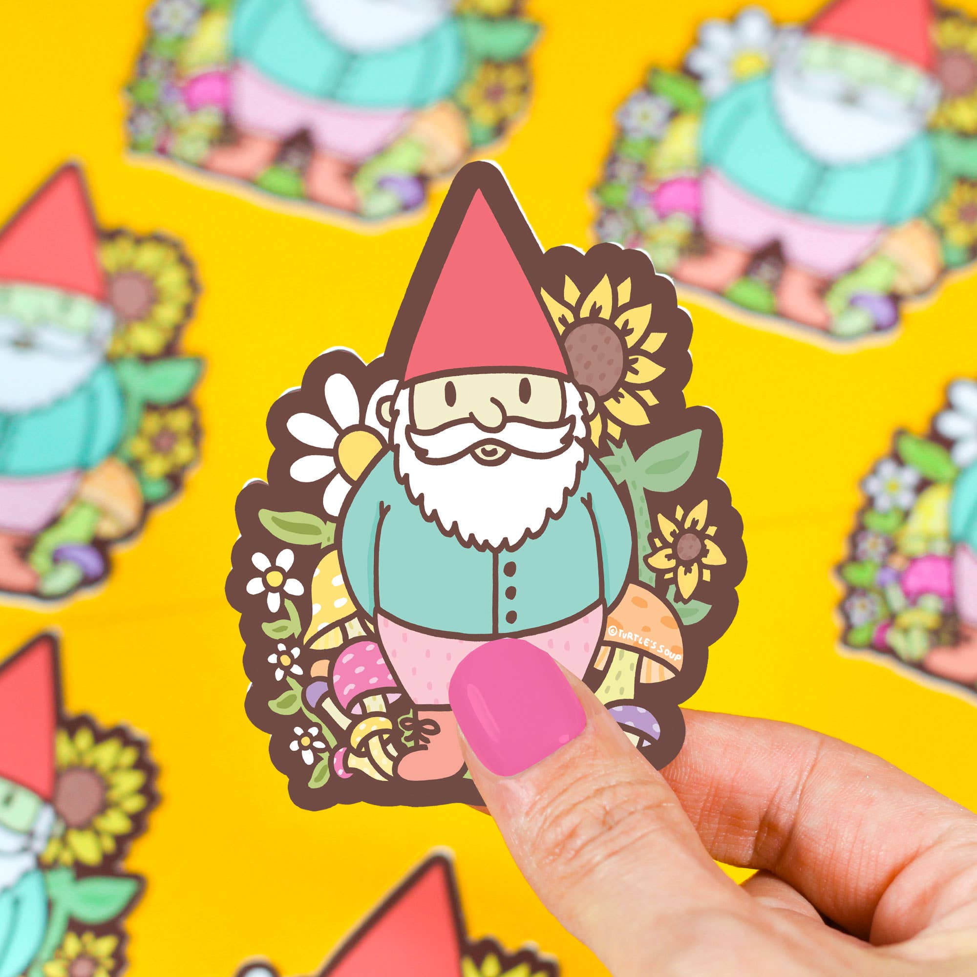 Garden Gnome Vinyl Sticker - Spiral Circle