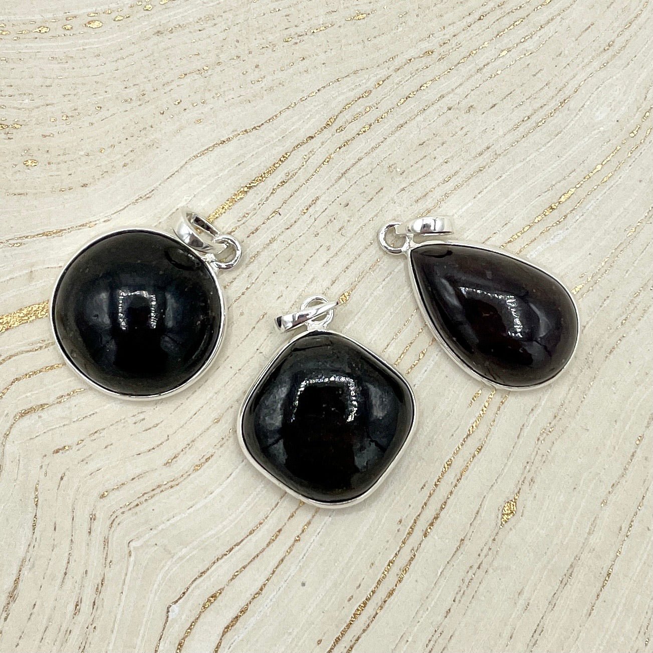 Garnet Small Pendants | Sterling Silver - Spiral Circle