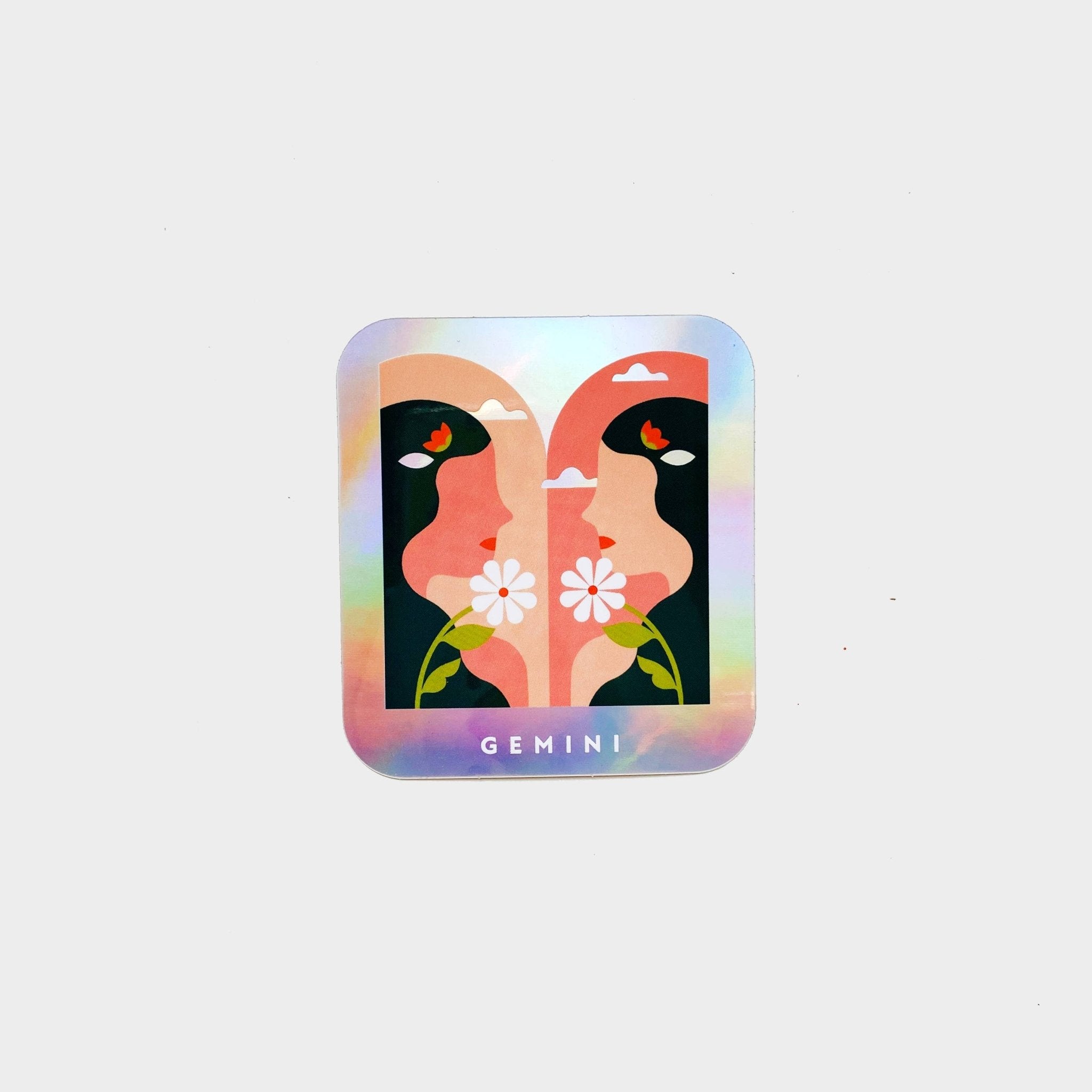 Gemini | Rectangle Horoscope Sticker - Spiral Circle