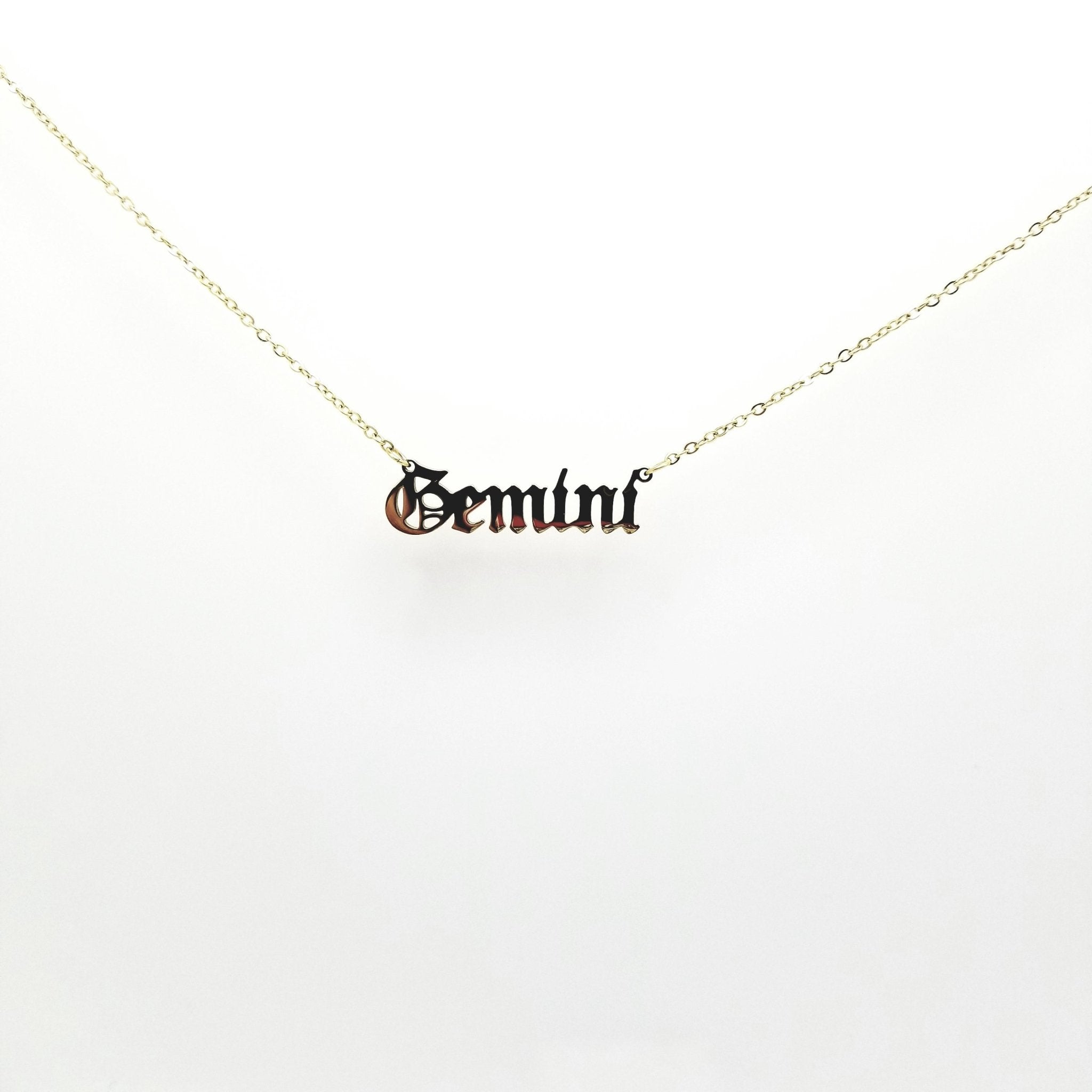 Gemini Zodiac Name Necklaces | 18k Gold Plated - Spiral Circle
