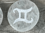Gemini Zodiac Selenite Disc | 1.5” - Spiral Circle