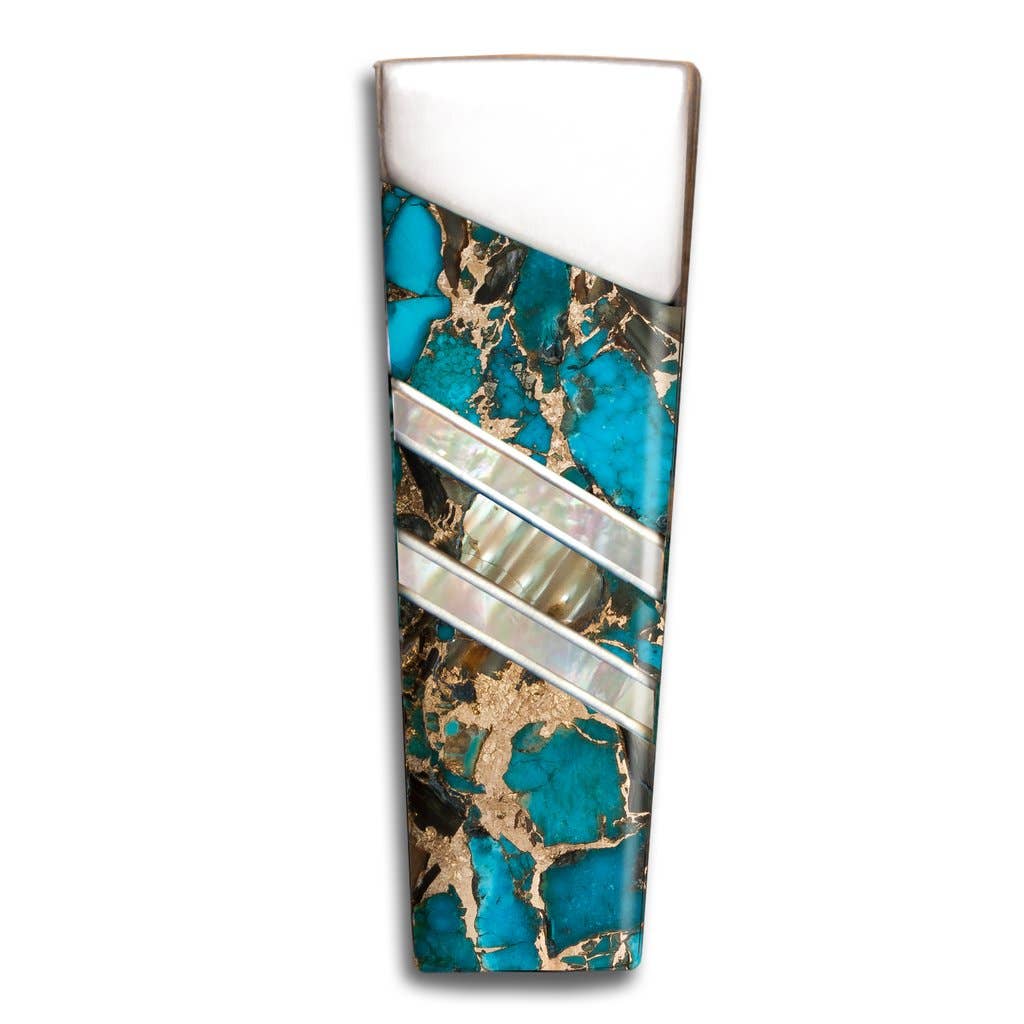Gemstone Exotics Money Clip | Turquoise/Abalone/Bronze - Spiral Circle
