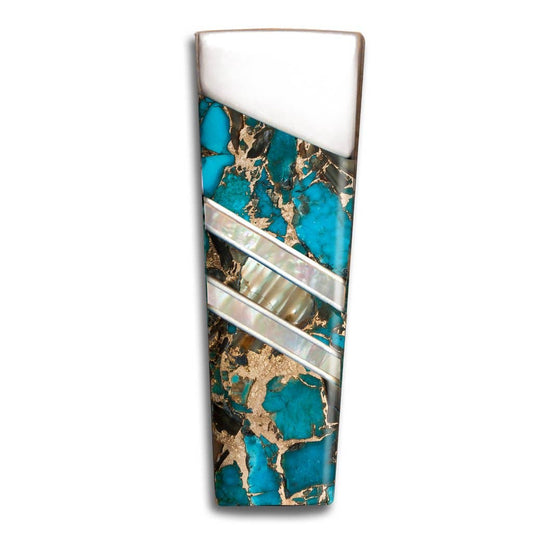 Gemstone Exotics Money Clip | Turquoise/Abalone/Bronze - Spiral Circle
