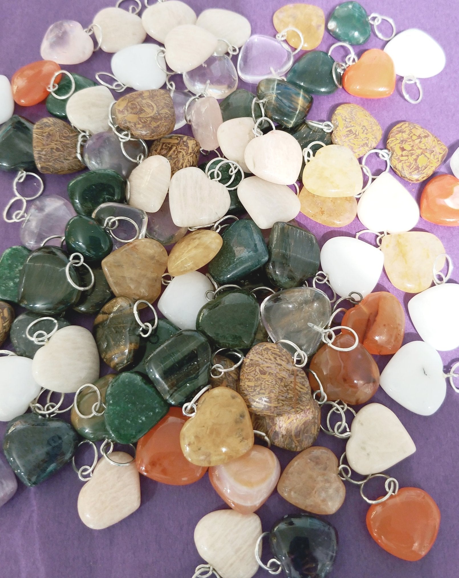 Gemstone Heart Pendant | Assorted - Spiral Circle