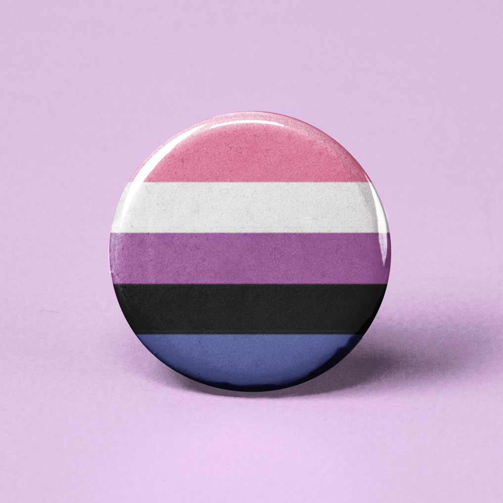 Genderfluid Flag Pinback Button - Spiral Circle