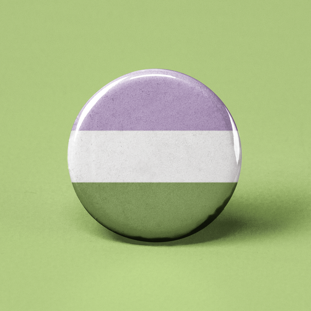 Genderqueer Flag Pinback Button - Spiral Circle
