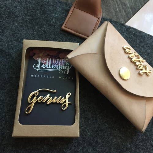 Genius - Wearable Words Gold Plated Pin - Spiral Circle