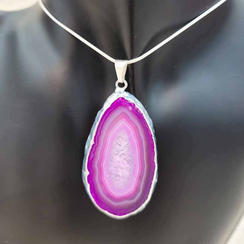 Geode & Agate Slice Pendants | Assorted Gold and Silver - Spiral Circle