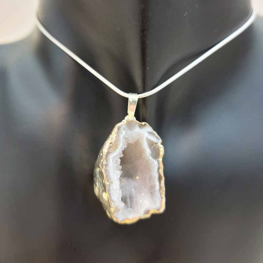 Geode & Agate Slice Pendants | Assorted Gold and Silver - Spiral Circle