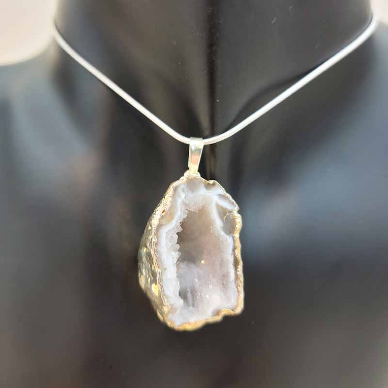 Geode & Agate Slice Pendants | Assorted Gold and Silver - Spiral Circle