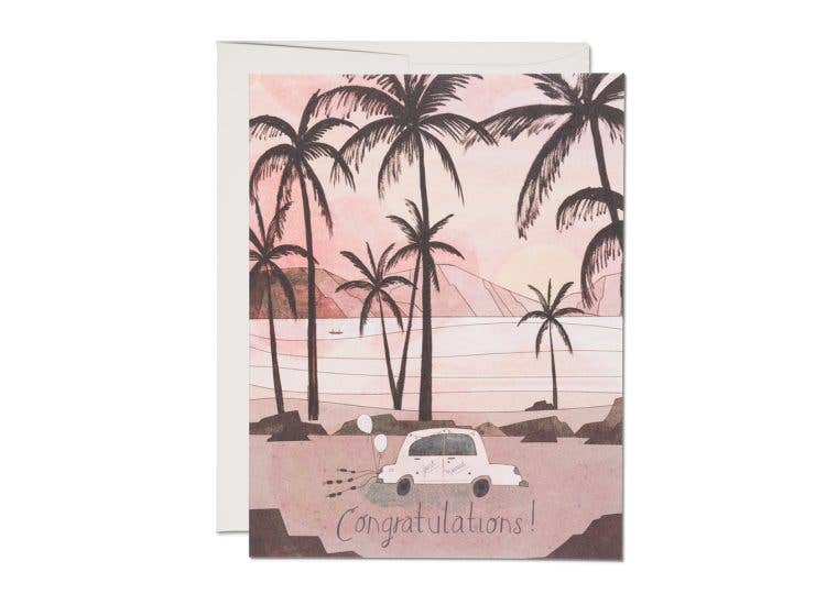 Getaway Car Wedding Greeting Card - Spiral Circle