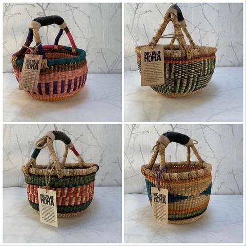 Ghana Round Basket, Small - Spiral Circle