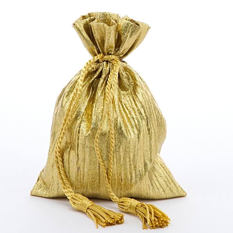 Gift Bags | Holographic Crinkle Fabric w/ Tassle | 3.5