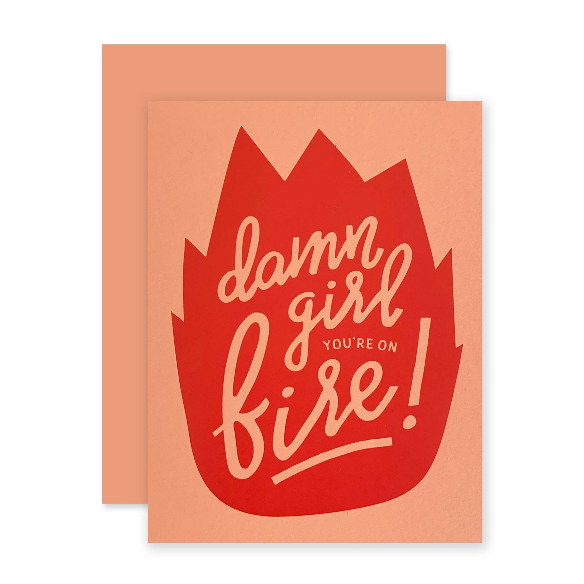 Girl On Fire Greeting Card - Spiral Circle