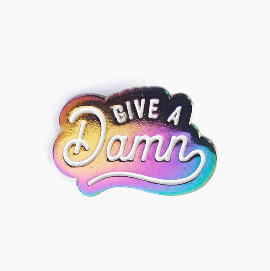 Give A Damn Rainbow Enamel Pin - Spiral Circle