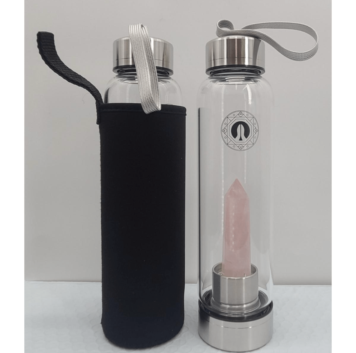 Glass Bottle- Rose Quartz - Spiral Circle