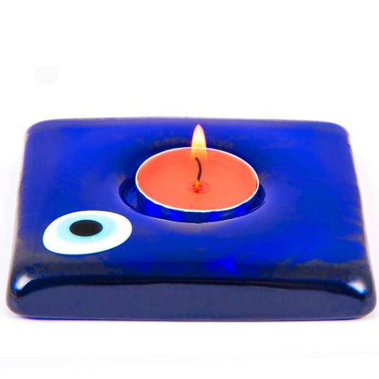 Glass evil eye candle holder - Spiral Circle
