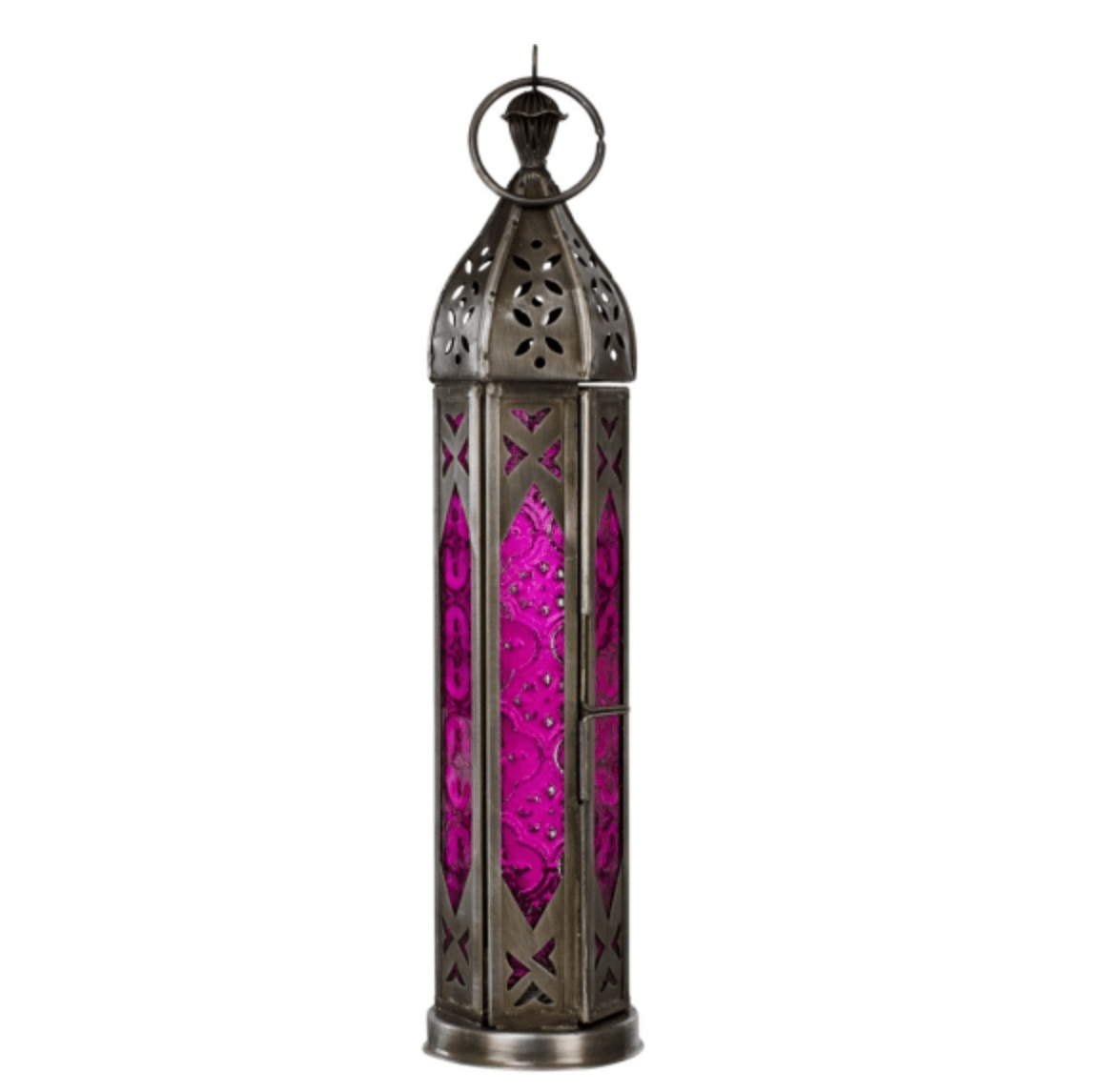 Glass & Metal Lantern Tower | Pink & Clear - Spiral Circle