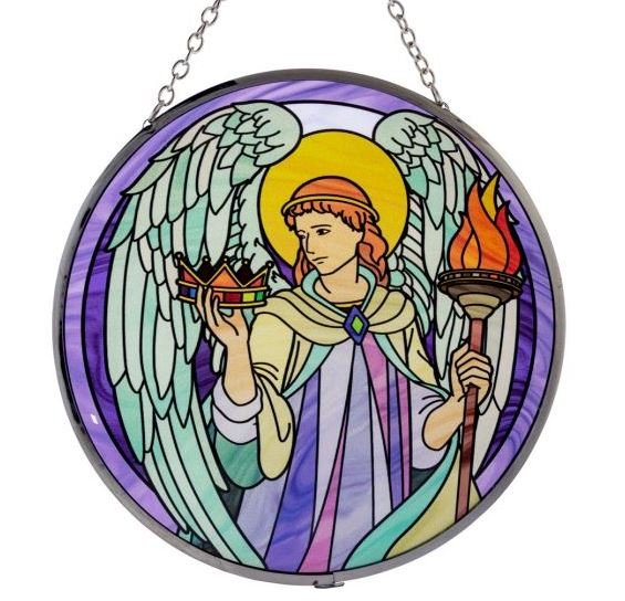 Glass Suncatcher 6in | Archangel - Spiral Circle