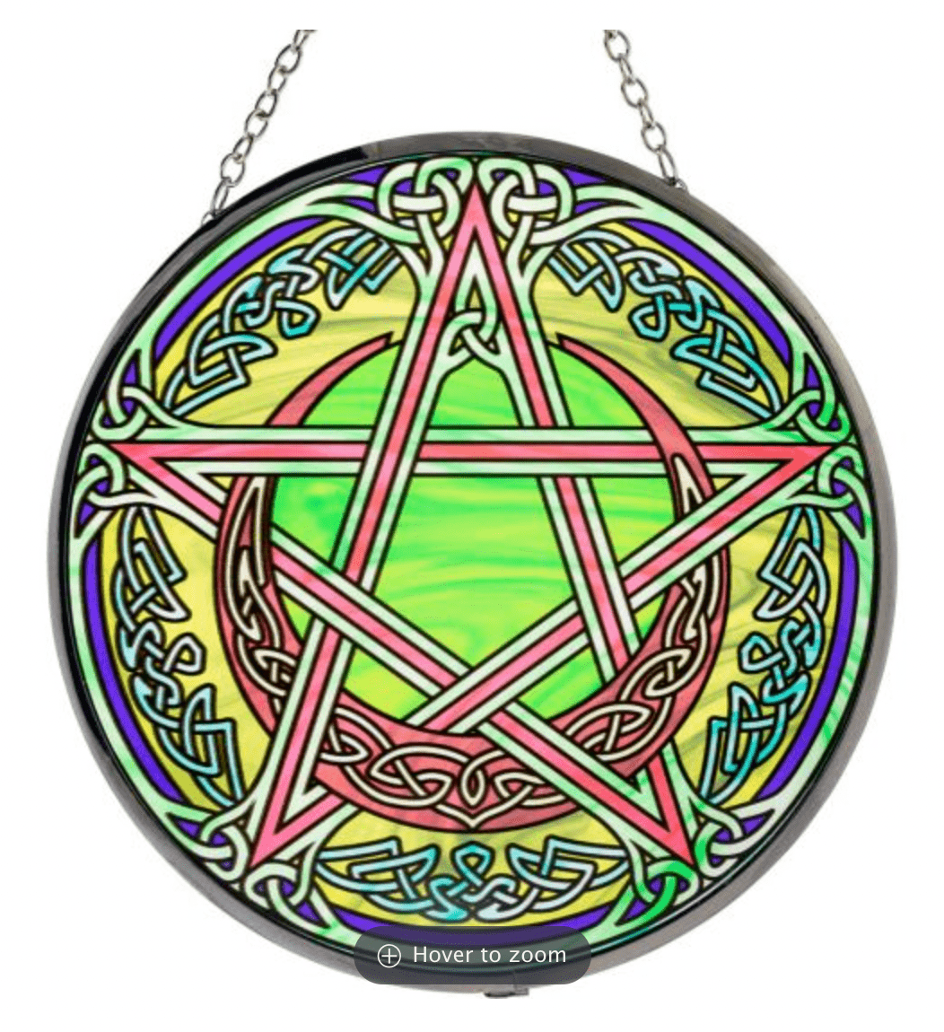 Glass Suncatcher 6in - Pentacle Celtic - Spiral Circle