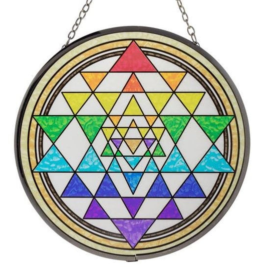 Glass Suncatcher 6in | Sri Yantra Chakra - Spiral Circle