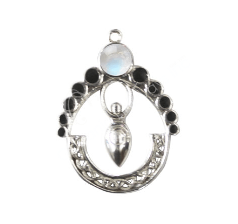 Goddess Circle Rainbow Moonstone Pendant | Sterling Silver - Spiral Circle