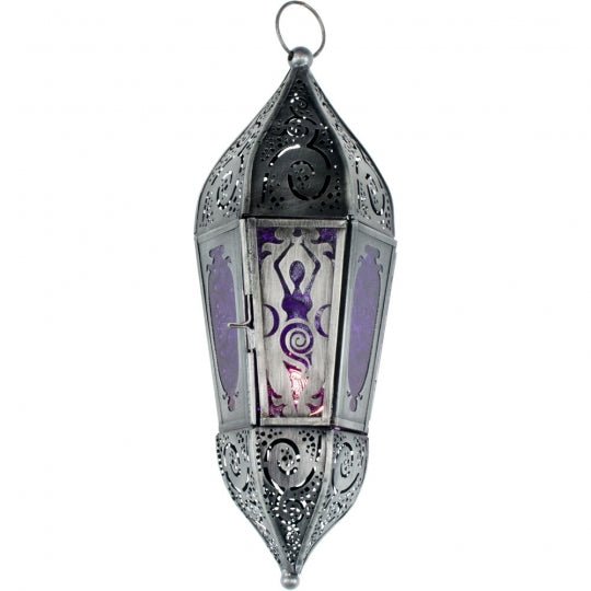 Goddess Glass & Metal Lantern | Purple - Spiral Circle