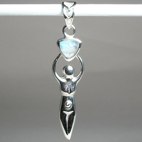 Goddess Rainbow Moonstone Pendant | Sterling Silver - Spiral Circle