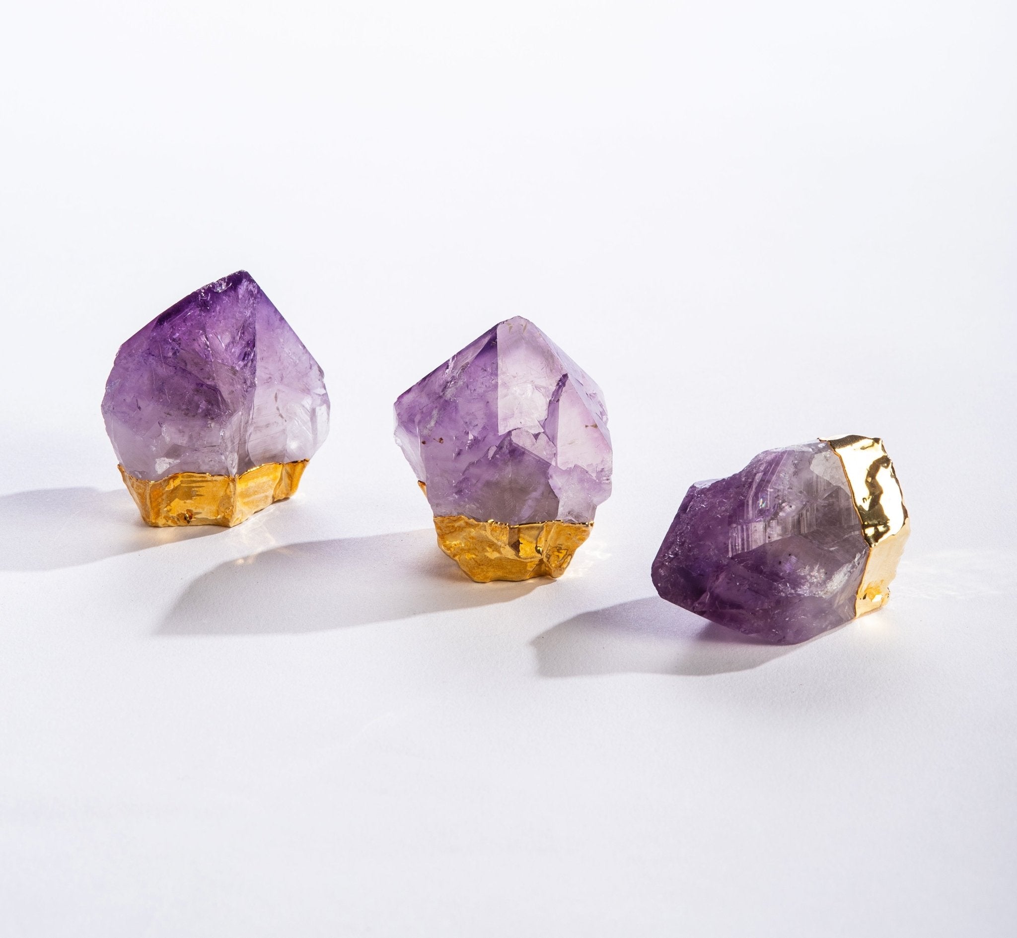 Gold Gilded Natural Standing Amethyst Points - Spiral Circle