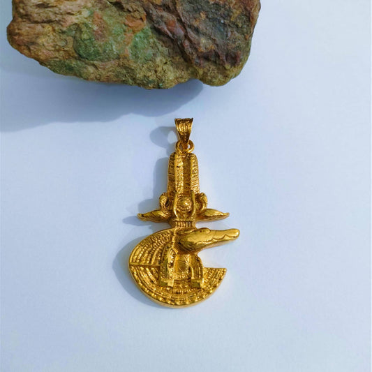 Gold God Sobek of Fertility Pendant - Spiral Circle