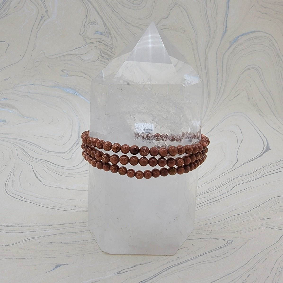 Goldstone, Brown | Radiance | Stone Beaded Bracelet | 4mm - Spiral Circle