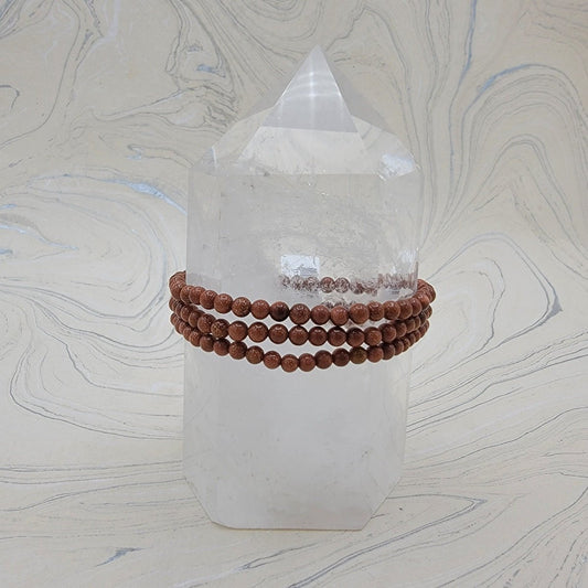 Goldstone, Brown | Radiance | Stone Beaded Bracelet | 4mm - Spiral Circle