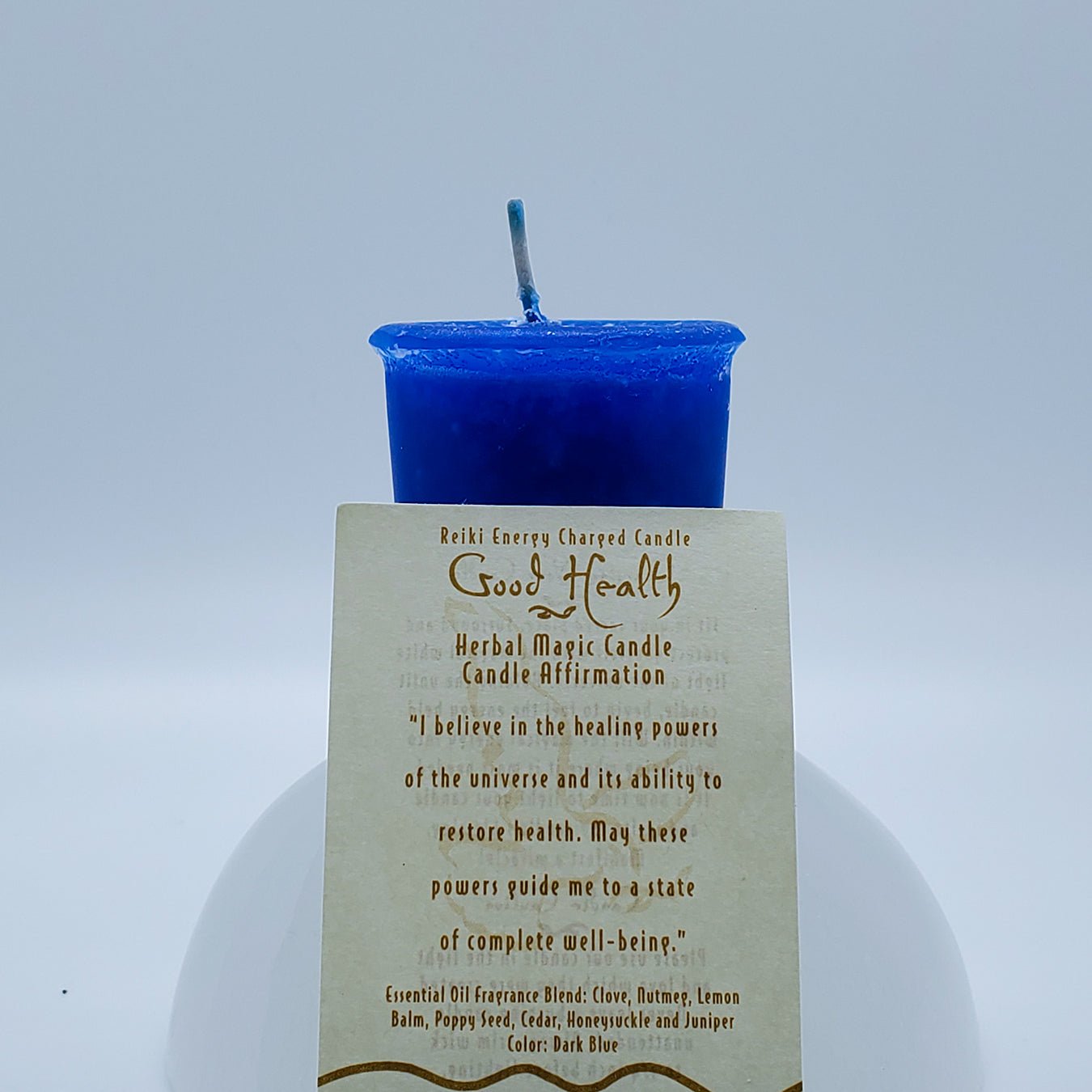 Good Health | Dark Blue | Votive Intention Candle | Reiki Charged - Spiral Circle