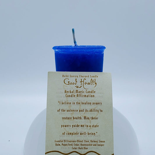 Good Health | Dark Blue | Votive Intention Candle | Reiki Charged - Spiral Circle