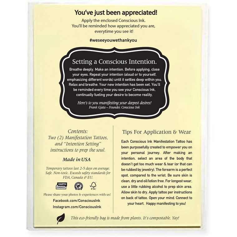 Grateful - Manifestation Tattoo 2-Pack - Spiral Circle