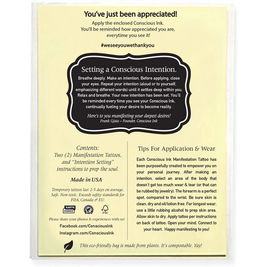 Grateful - Manifestation Tattoo 2-Pack - Spiral Circle