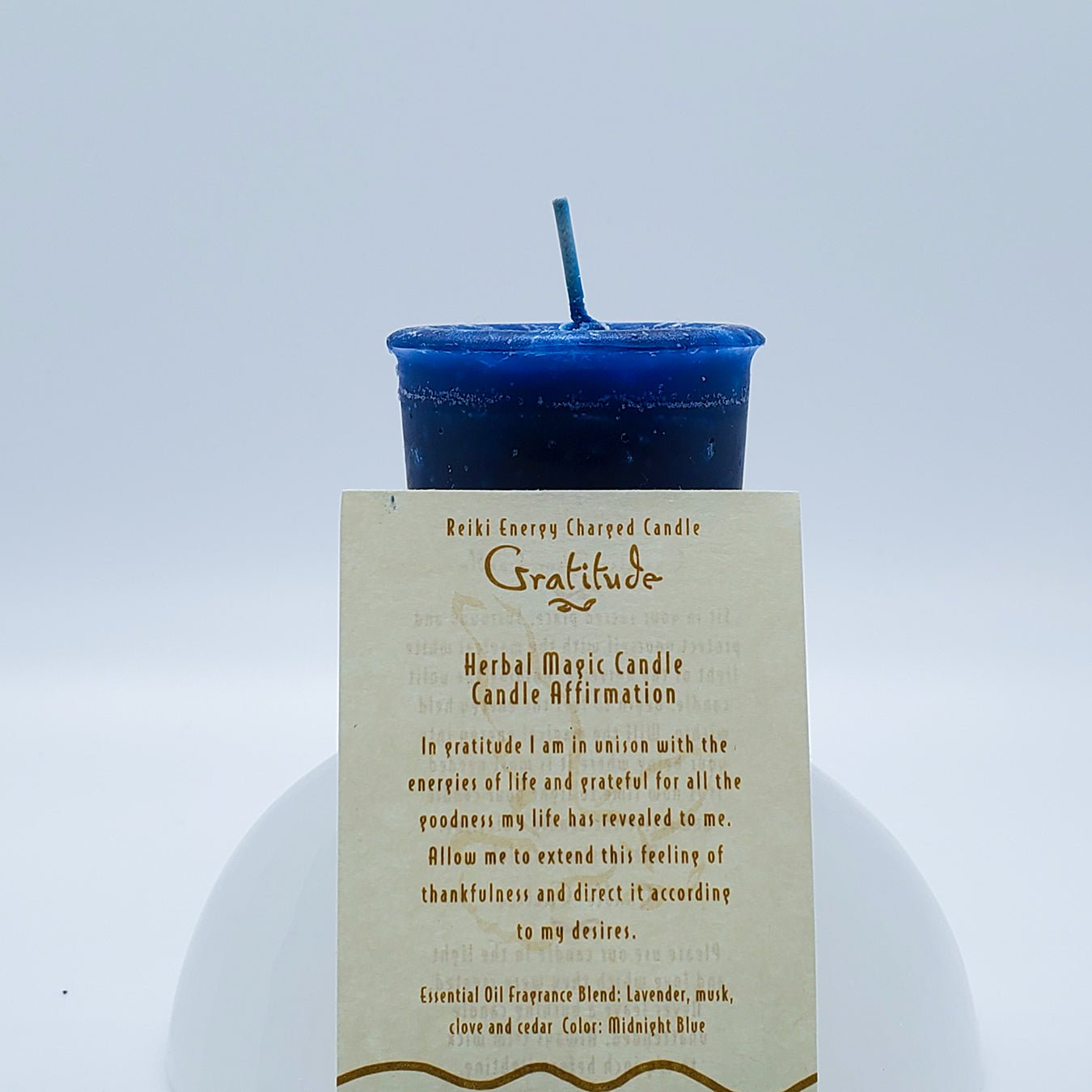 Gratitude | Midnight Blue | Votive Intention Candle | Reiki Charged - Spiral Circle