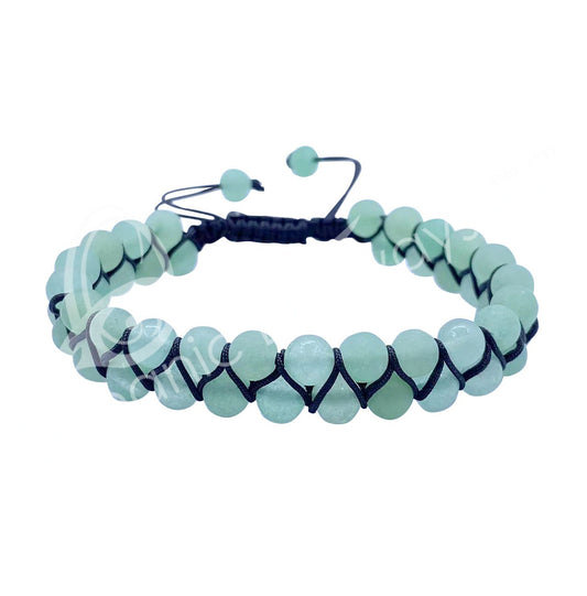 Green Aventurine Bracelet | Double Row & Adjustable | 6mm - Spiral Circle