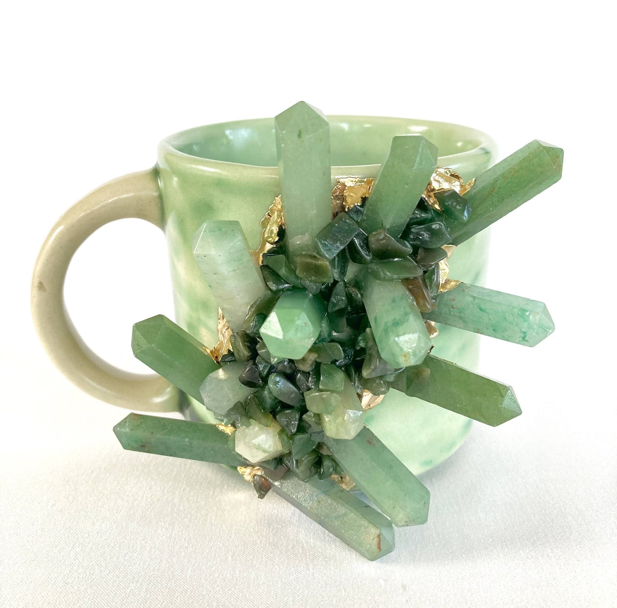 Green Marble Effect Ceramic Mug | Green Agate | 11oz - Spiral Circle
